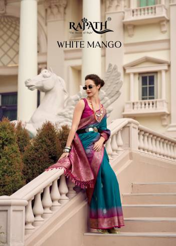 RAJPATH WHITE MANGO 660001 TO 660008 DESIGNER SOFT SILK SAREE WHOLESALER IN INDIA
